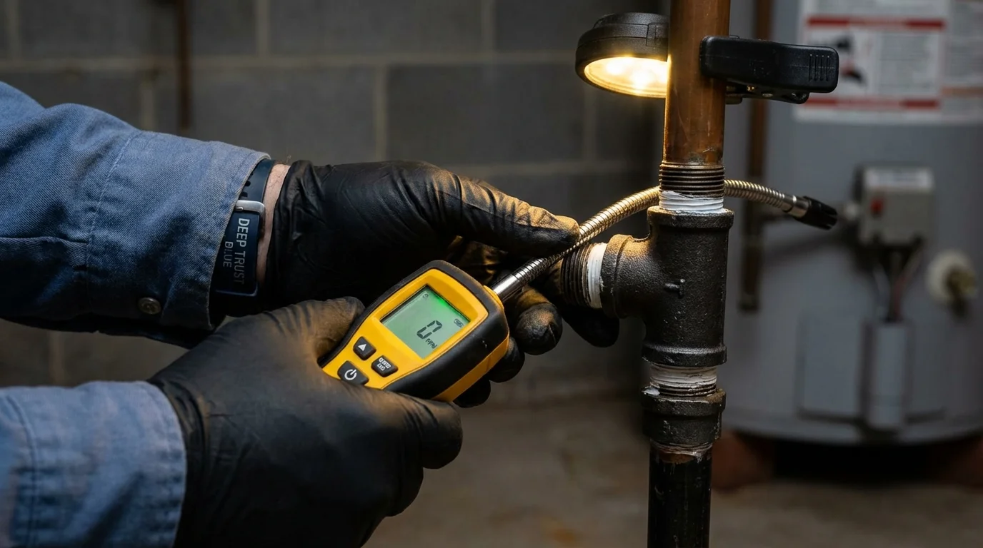 Gas leak detection with electronic sniffer by Johns Plumbing LLC in Columbia Falls